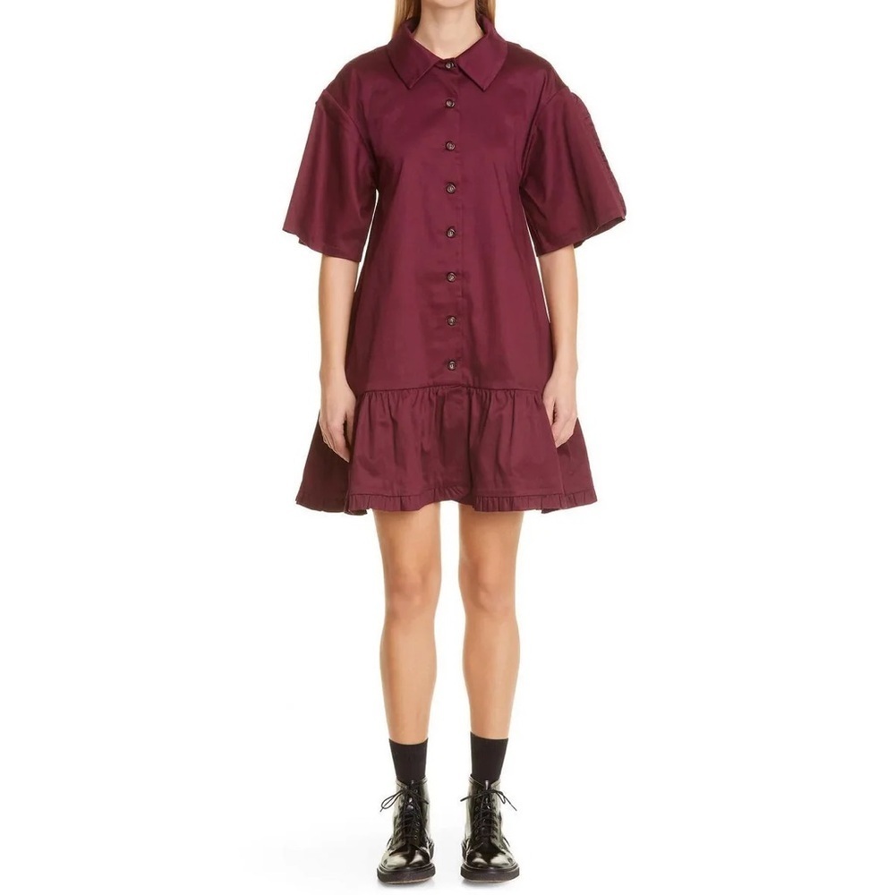 Kika Vargas women'Gerty Button-Down Mini Dress in wine Size L relax fit